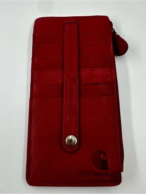 Carhartt Red Leather Zip Card Wallet